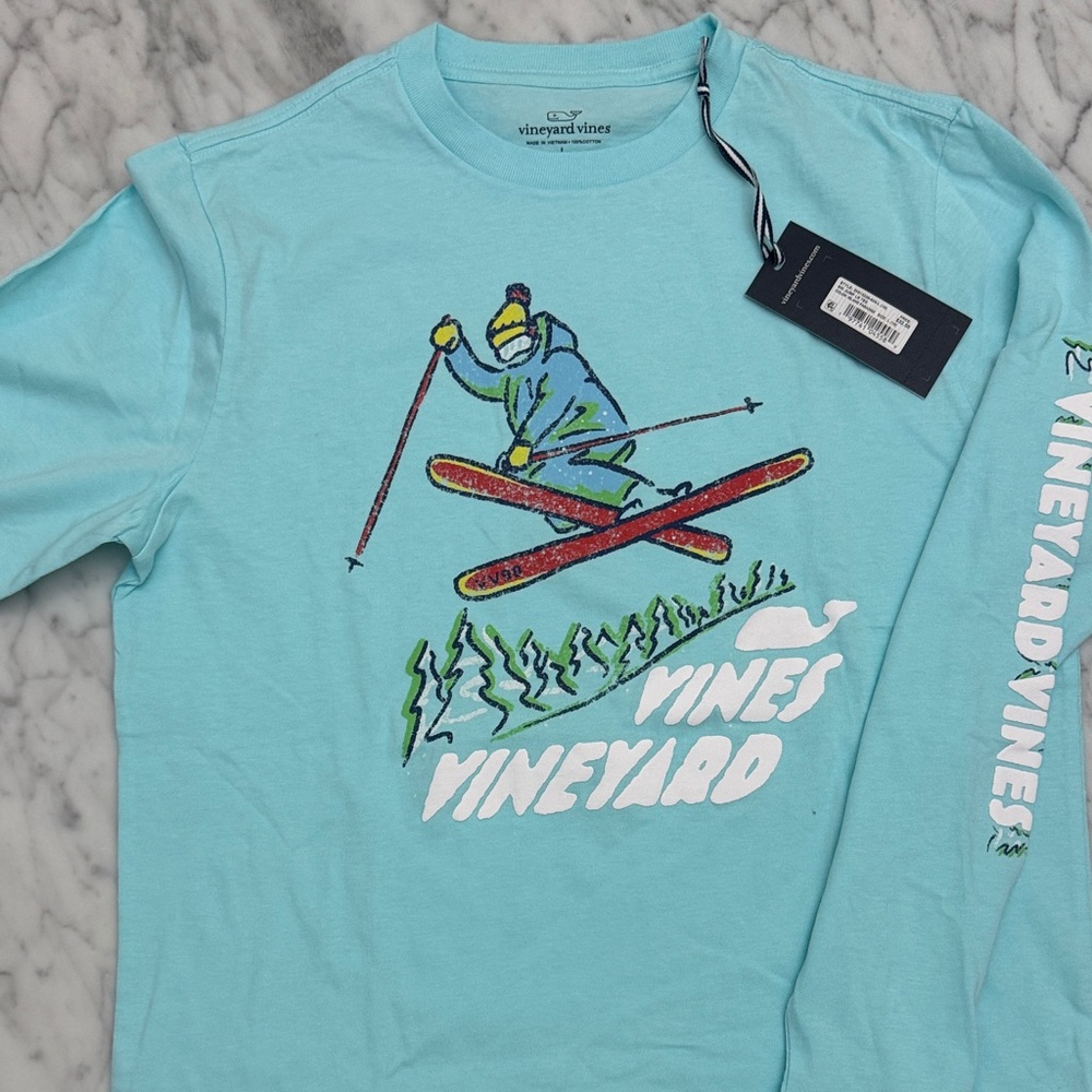NWT Vineyard Vines Kids Aqua Ski Adventure Long Sleeve Tee- large -16